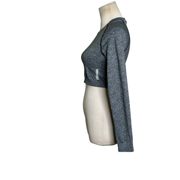 Gymshark Adapt Marl Gray Seamless Long Sleeve Crop Top size Small - Picture 9 of 11